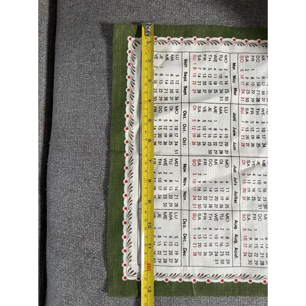 Vintage Linen 1988 German Folk Art Kitchen Calendar Tea Towel Piepmats Dessin